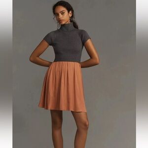 Anthropologie The Thea Short-Sleeve Twofer Sweater Mini Dress